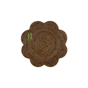 BEST SELLER Flower Design Dark Color Woven Rattan <b>Placemat</b> Elegant Mats & Pads From Vietnam - Product Image 5