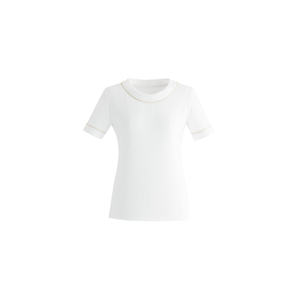 เสื้อถักแบบตัดเย็บ E-3121(LL) สีขาวนวลลายแถบสีดำ - Product Image 2