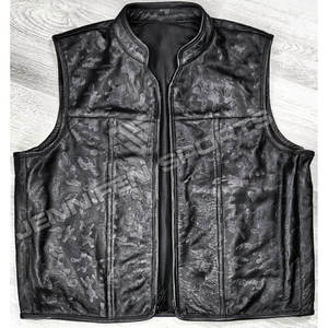 Chaleco de Motocicleta de Cuero Vacuno Personalizado, Informal, Transpirable, para Invierno, con Cierre de Cremallera Genuino y Forro de Satén de Seda - Product Image 2