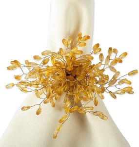 Rond de serviette en perles dorées super luxe en forme de vintage pour décor de table de fête de mariage anneaux de serviette exclusifs pour papier bois - Product Image 1