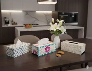 Mother of Pearl Inlaid <b>Tissue</b> <b>Box</b> Handmade Decorative Shell Inlay Home Decor - Product Image 2