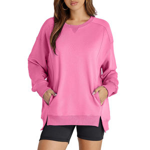 La sudadera de mujer es la mezcla perfecta Jersey liso en blanco Bordado Logo Cuello redondo Sudadera Yoga Gimnasio figuras transpirables - Product Image 1
