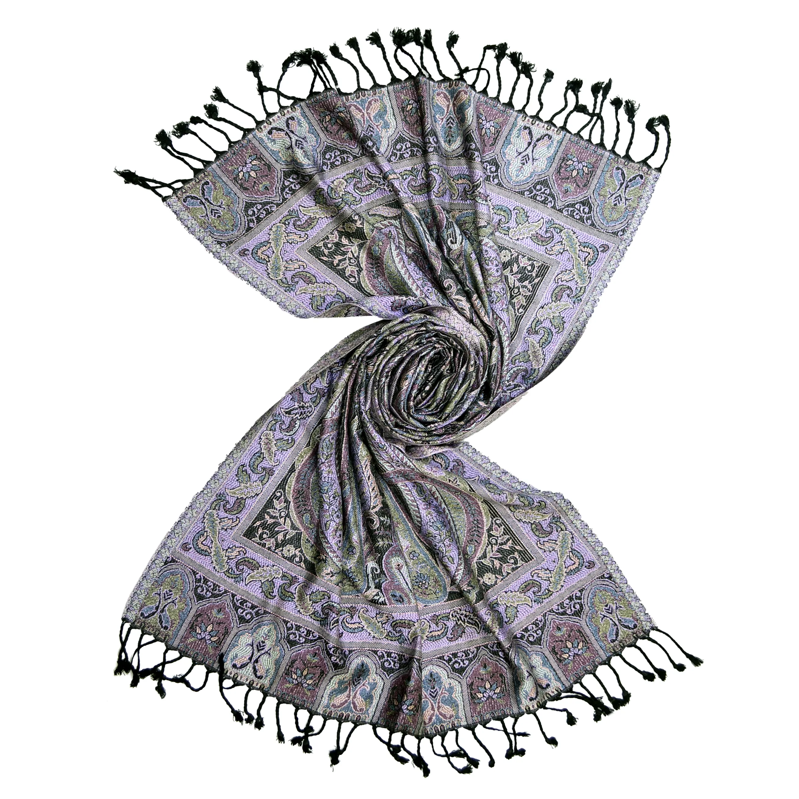 디자이너 Paisley 패턴 Jamavar pashmina 100% 레이온 viscose 여성 착용 프리미엄 품질 pashmina shawls