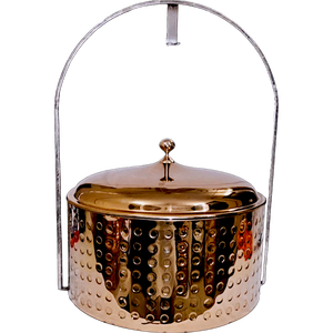 Charmant chauffe-plat à couvercle doré avec pot en acier inoxydable et support chauffe-plat de qualité supérieure pour les buffets d'hôtel et de fête - Product Image 3