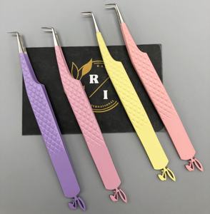 Private Label Eco-Friendly Stainless Steel Pointed Eyelash Tweezers Anti-Magnetic <b>Powder</b> Coated Smooth CNC Style Handle Manicure - Product Image 6