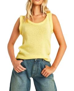 Nuevo diseño personalizado su propio diseño camiseta sin mangas para mujer precio barato Color amarillo claro sin mangas uso al aire libre ropa informal - Product Image 5