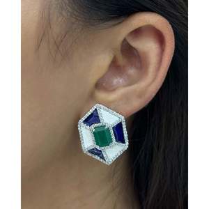 Boucles d'oreilles clous en cuivre plaqué or avec perles et diamants, thème religieux, tendance, pour fêtes et mariages, cadeau - Product Image 4