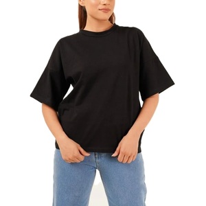 Camiseta de algodón ligera personalizada al por mayor para mujer, camiseta de verano con hombros caídos de gran tamaño para gimnasio, camiseta informal OEM - Product Image 1