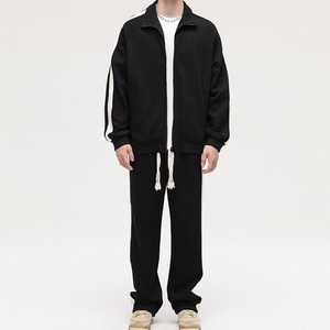 Mode hommes hiver décontracté à capuche épais polaire sweats 100% coton 2PC veste + pantalon hiver survêtement numérique chaud costume - Product Image 2