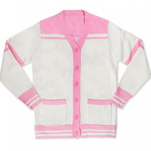 Suéter de invierno a rayas Vintage con logotipo personalizado para mujer, cárdigan de algodón tejido con decoración de botones, nuevo atuendo de fraternidad para niñas - Product Image 1