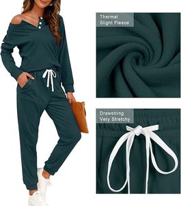 Conjunto Deportivo Casual de Invierno para Mujer, de Felpa Gruesa, de Alta Calidad, Secado Rápido, Transpirable, 100% Algodón, Estilo Simple, Dos Piezas - Product Image 6