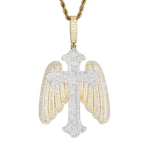 Pendentif Croix Moissanite Entièrement Sertie en Argent 925 Premium, Bijou Hip Hop Tendance 2025, Cadeau Unisexe Populaire - Product Image 1