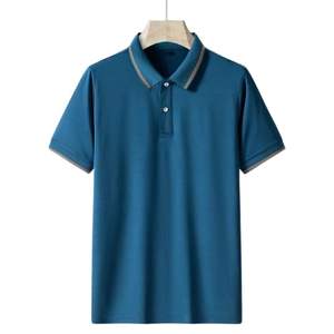 Polo de color personalizado liso para hombre, camiseta de mezcla de algodón informal de manga corta con cuello, ropa informal perfecta - Product Image 5