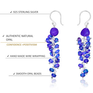 Pendientes Colgantes de Plata de Ley 925 con Ópalo Lavanda para Mujer, Pendientes de Piedra Natalicia, Regalo de Joyería para Ella - Product Image 4