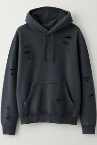 Streetwear personnalisé femmes hommes 500 gsm poids lourd surdimensionné blanc rose lavage à l'acide Vintage déchiré trou en détresse sweats à capuche zippés - Product Image 6