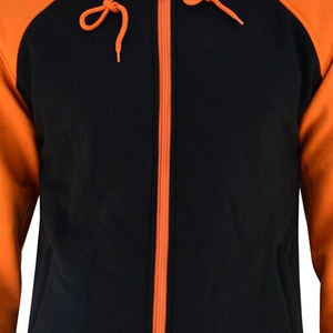 Sudadera con capucha de lana negra y naranja para motocicleta para hombres recién llegados estilo de conducción Sudadera con capucha de motorista personalizada con protecciones extraíbles - Product Image 5