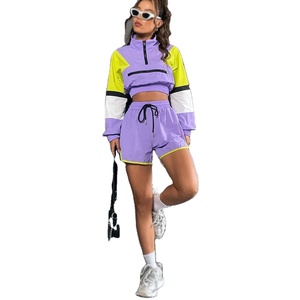 Ensemble jogging unisexe personnalisé 2 pièces automne en polyester/nylon coupe-vent avec veste à capuche et taille élastique extensible dans les quatre sens respirant - Product Image 1