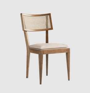 Silla de comedor minimalista moderna de madera con cojín de tela. Muebles de Casa artesanales para apartamentos y villas para hoteles - Product Image 1