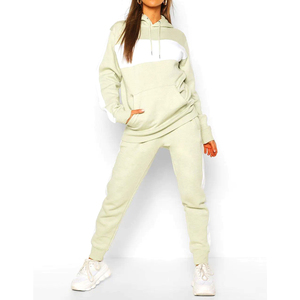 Women's Solid Fleece Streetwear Tracksuit Hooded Full Sleeve Sporty <b>2</b> <b>Piece</b> <b>Set</b> Gray <b>White</b> Yellow Breathable Quick Dry 100% - Product Image 3