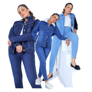 Alta calidad de alta calidad de fábrica al por mayor de alta calidad de las mujeres pantalones vaqueros de algodón transpirable chaqueta más vendida personalizada - Product Image 1