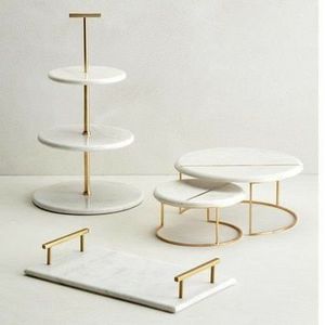 Combinaciones tapa de latón borde botes bandeja de lujo mármol oro bloques diseño creativo al por mayor personalizado lujo decorativo - Product Image 6