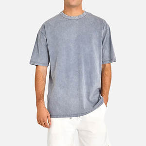 Camisetas grises de 250 g/m² de algodón grueso con lavado ácido y gráfico vintage para hombre, personalizadas con logo DTG, de corte oversize y longitud corta. - Product Image 5