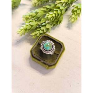 Handmade <b>Boho</b> Royston Turquoise & Sterling <b>Silver</b> <b>Ring</b> Navajo Made Bezel Set Bezel Inlay Size 11.25 Everyday Wear - Product Image 4