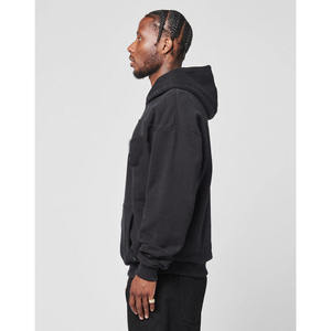 Sudadera con Capucha Negra para Hombre, Logotipo Personalizado, Manga Larga, Sudadera con Bolsillo Canguro, Trackstar OEM, Marca Privada - Product Image 4