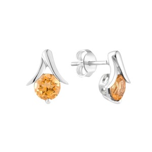 2025 Natural Citrine <b>Stud</b> Earrings 925 <b>Sterling</b> <b>Silver</b> November Birthstone Jewelry for Women Girls Gift Wholesale Custom Export - Product Image 3