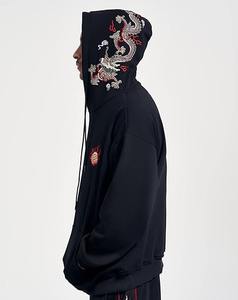 Streetwear Sweats à capuche graphiques lourds brodés de dragon pour hommes - Product Image 5