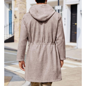 Abrigo largo clásico para hombre en ajuste relajado bolsillos laterales profundos silueta recta tela de lana suave - Product Image 3