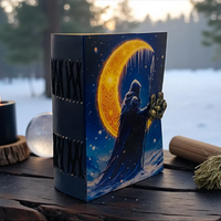 Journal de sorcellerie gothique en cuir de lune imprimé à la main 400 pages livre des ombres sorcière sort Vintage livre relié de Noël
