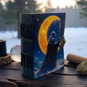 Handmade printed moon Leather Gothic Witchcraft Journal 400 Page <b>Book</b> of Shadows Witchy Spell Vintage Christmas hardcover <b>book</b> - Product Image 3