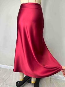 <span class=keywords><strong>Jupe</strong></span> <span class=keywords><strong>Mi</strong></span>-<span class=keywords><strong>Longue</strong></span> en <span class=keywords><strong>Satin</strong></span> <span class=keywords><strong>Noir</strong></span> Taille Haute Tendance et Respirante pour Femme, Collection Printemps, Grande Vente - Product Image 4