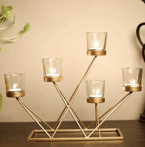 Portavelas de aluminio con acabado dorado decorativo de nuevo diseño para decoración de Navidad - Product Image 5