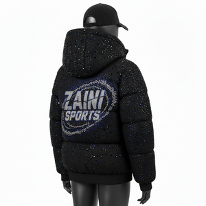 Veste matelassée d'hiver pour femmes, tissu en polyester de haute qualité, design matelassé, strass, logo personnalisé, veste matelassée pour femmes - Product Image 5