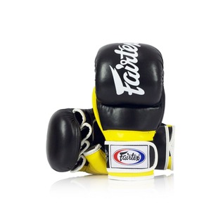 ถุงมือฝึกซ้อมศิลปะการต่อสู้ Fairtex MMA สีแดงดำ หนังแท้ พร้อมสายรัดข้อมือแบบ Hook Loop ระบายอากาศได้ดี ขายดีที่สุด - Product Image 2