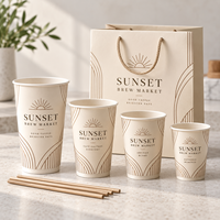 Gobelets à café en papier personnalisés AT PACK avec logo et sacs en papier assortis pour les cafés, les restaurants, les emballages à emporter