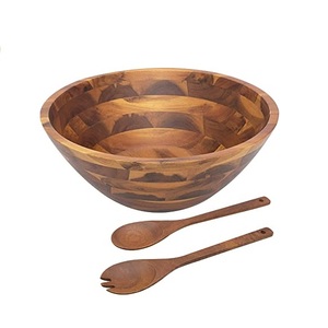 Natural Wooden <b>Salad</b> <b>Bowl</b> Round Set Food Serving <b>Bowl</b> Material <b>Wood</b> Kitchen Handmade <b>Wood</b> <b>Bowl</b> for Everybody - Product Image 1