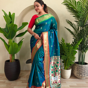 La última blusa exclusiva de Sari de seda más vendida, Ropa Étnica de moda para mujeres indias para fiesta nupcial, Sari de aspecto elegante y elegante - Product Image 1