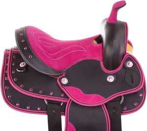Selle de cheval synthétique occidentale de qualité supérieure | Garniture en cuir véritable | Selle d'équitation occidentale durable, confortable et élégante - Product Image 2