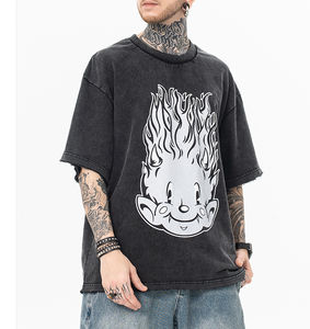 เสื้อยืดแขนสั้นผู้ชายไซส์ใหญ่พิเศษพิมพ์ลายวินเทจทรงหลวมผ้าแคนวาสสไตล์ฮิปฮอปโอเวอร์ไซส์ - Product Image 3