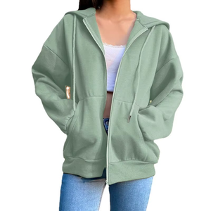 2025 Nueva Sudadera de felpa con capucha de Color sólido para mujer, chaqueta de lana de manga larga, Top holgado con cremallera para ropa de calle de otoño/invierno - Product Image 4