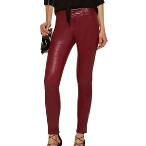 Proveedor de fábrica de cintura alta PU cuero mujer pantalón Vintage marrón mujeres pantalones largos al por mayor calidad superior ronpex - Product Image 5