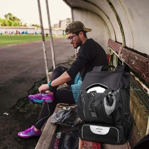 Grand sac à dos d'athlétisme d'extérieur personnalisé pour hommes femmes compartiment à chaussures de sport en maille imperméable avec fermeture éclair antivol pour le football - Product Image 5