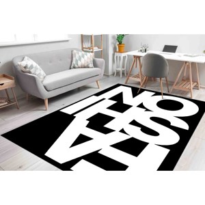 Tapis de mode noir et blanc : Décoration moderne imprimée en 3D, tapis doux non tissé - Product Image 4