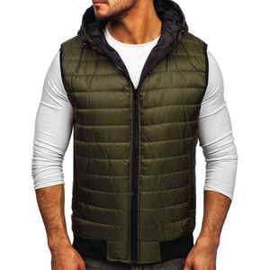 Chaleco Acolchado Reversible para Hombre, con Cuello Alto, Diseño de Parches, Cálido y Cómodo para Senderismo, Aventuras al Aire Libre y Uso Casual - Product Image 1
