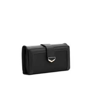 Black Luxury <b>Ladies</b> <b>Wallet</b> P70752 Genuine Vintage Leather <b>Card</b> <b>Holder</b> with Open Closure Saffiano Pattern - Product Image 2