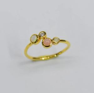 Jalons Bijoux Plaqué Or 14K S925 Personnalisable Naturel Rose Australien Opale Bague pour les Fêtes OEM & ODM Disponible - Product Image 1