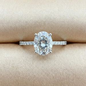 Bague de fiançailles élégante en argent sterling 925, bijoux de mariage pour femmes, 1ct 2ct 3ct, bande éternelle, coupe ovale, moissanite VVS - Product Image 3